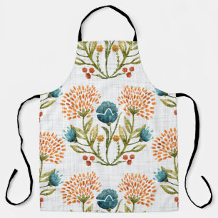 Earthy Whimsical: Watercolor Flower Motif. Apron