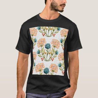 Earthy Whimsical: Watercolor Flower Motif. T-Shirt