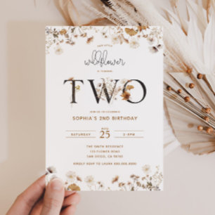 Earthy Wildflower 2nd Birthday Invitation
