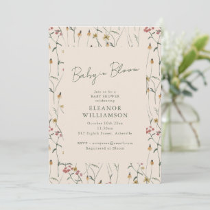 Earthy Wildflower Baby in Bloom Boho Fall Shower Invitation