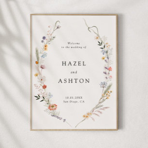 Earthy Wildflower Wedding Downloadable Welcome Poster