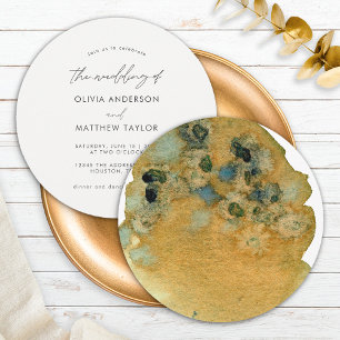Earthy Yellow Brown Watercolor The Wedding Of Invitation