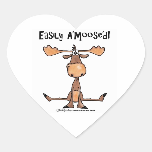 Easily A'moose'd Heart Sticker (Front)