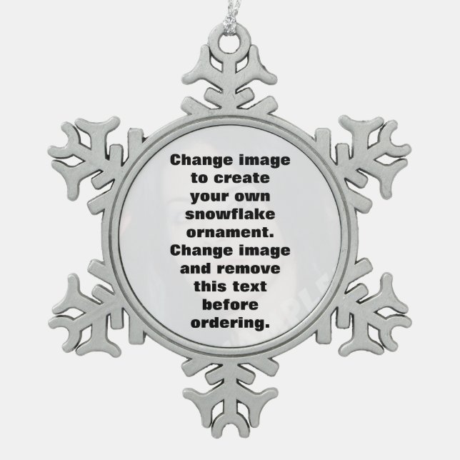 Easily create your own personalised photo snowflake pewter christmas ornament (Front)