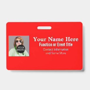 Easily Design Your Own Classic Photo Logo Red tag ID Badge
