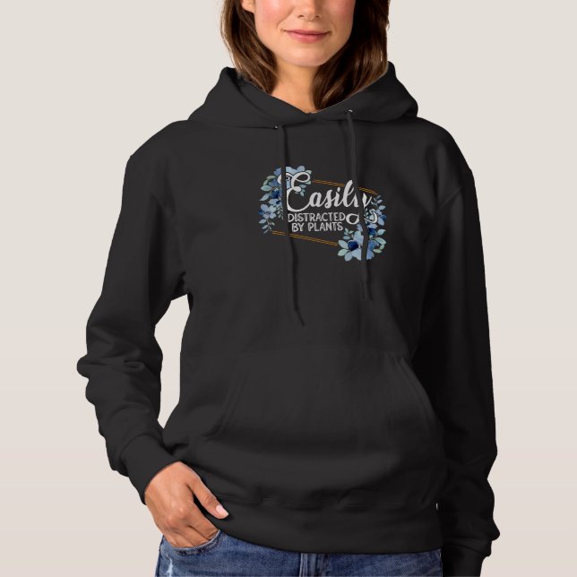 Easily Distraced By Plants Gardener Gardening Bota Hoodie (Front)