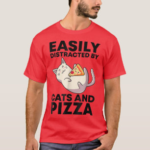 Easily Distracte By Cats And Pizza Kawaii Cat Love T-Shirt