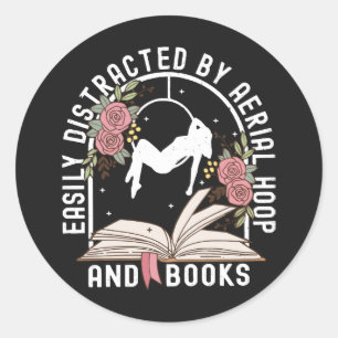 Easily Distracted Aerial Hoop And Book Classic Round Sticker