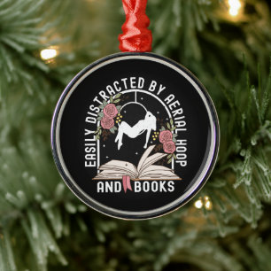 Easily Distracted Aerial Hoop And Book Metal Ornament