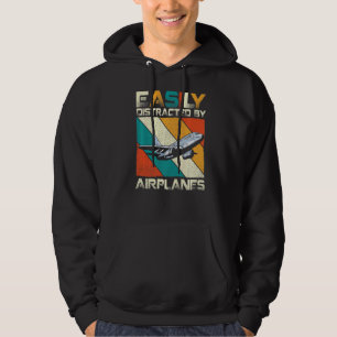Easily Distracted By Aeroplanes Aviation Aeroplane Hoodie
