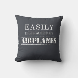 Easily Distracted By Aeroplanes Aviator Pilot Cushion