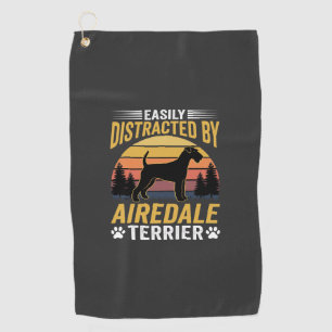 Easily Distracted by Airedale Terrier Retro Dog Golf Towel