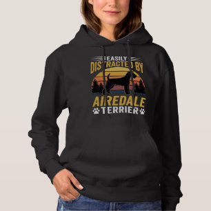 Easily Distracted by Airedale Terrier Retro Dog Hoodie