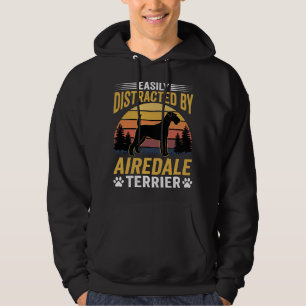 Easily Distracted by Airedale Terrier Retro Dog Hoodie