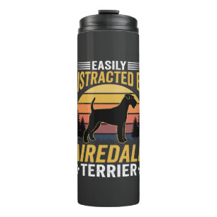 Easily Distracted by Airedale Terrier Retro Dog Thermal Tumbler