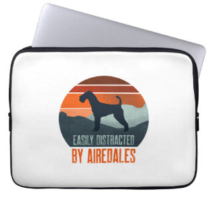 Easily Distracted By Airedales Dog Walking Laptop Sleeve