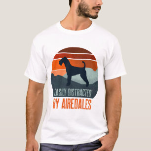 Easily Distracted By Airedales Dog Walking T-Shirt