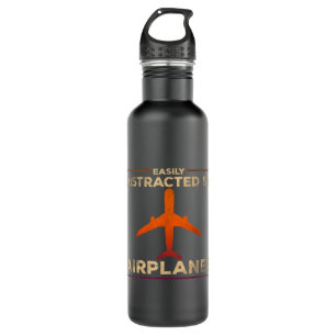 Easily Distracted By Airplanes Airplane Lover 710 Ml Water Bottle