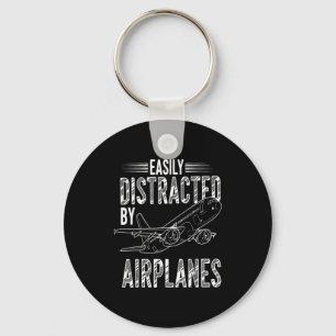 Easily Distracted By Airplanes Funny Plane Lovers  Key Ring