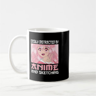 Easily Distracted By Anime and Sketching Japanese Coffee Mug