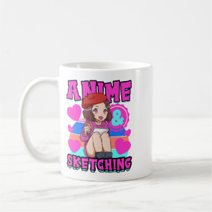 Easily distracted by anime and sketching kawaii an coffee mug