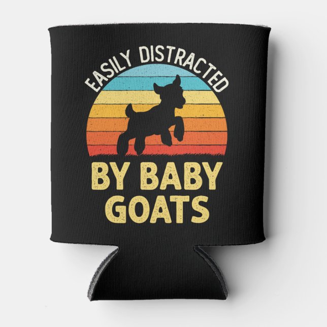 Easily Distracted by Baby Goats Goat Farmer Can Cooler (Front)