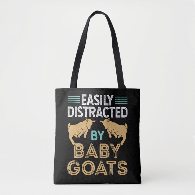 Easily Distracted by Baby Goats Tote Bag (Front)