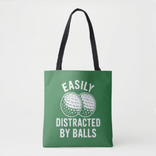Easily Distracted by Balls Funny Golf Ball Golfer Tote Bag