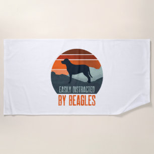 Easily Distracted By Beagles Dog Walking Beach Towel