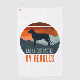 Easily Distracted By Beagles Dog Walking Golf Towel