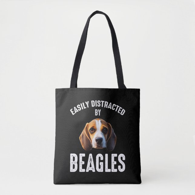 Easily Distracted By Beagles Tote Bag (Front)