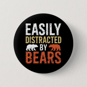 Easily Distracted By Bears Gay Bear LGBTQ Pride 6 Cm Round Badge