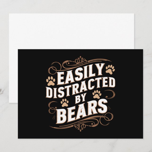 Easily Distracted By Bears Gay Bear Pride  Invitation (Front/Back)