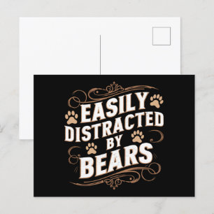 Easily Distracted By Bears Gay Bear Pride  Postcard