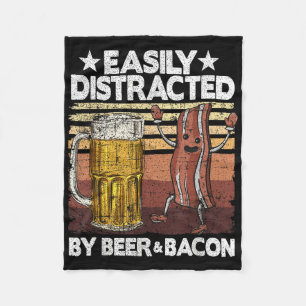 Easily Distracted By Beer & Bacon Pork Meat Gr Fleece Blanket