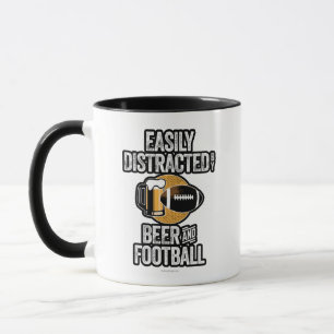 Easily Distracted by Beer and Football Mug