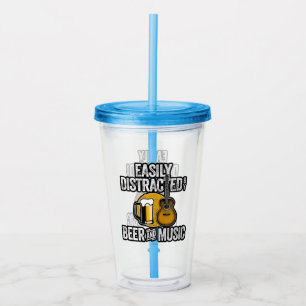 Easily Distracted by Beer and Music Acrylic Tumbler