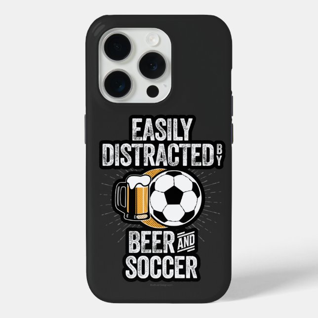 Easily Distracted by Beer and Soccer Case-Mate iPh iPhone Case (Back)