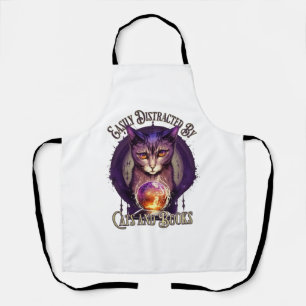 Easily Distracted By Books and Cats Design Apron
