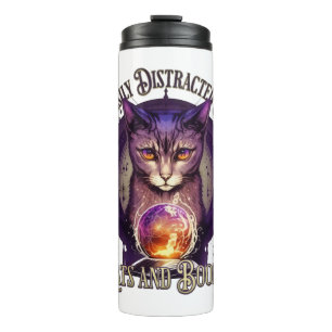 Easily Distracted By Books and Cats Design Thermal Tumbler