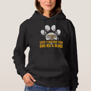 Easily Distracted By Books and Dogs Lover Paw Book Hoodie