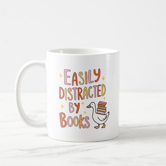 Easily distracted by books  coffee mug (Left)