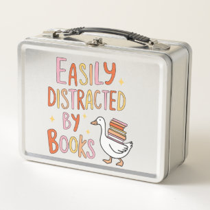Easily Distracted by Books Metal Lunch Box