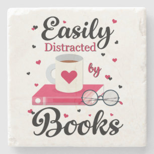 Easily Distracted by Books Stone Coaster