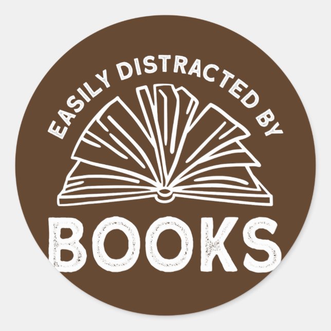Easily Distracted By Books To Read Bookworm Classic Round Sticker (Front)