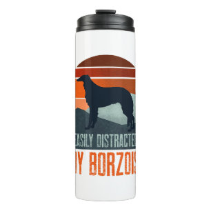 Easily Distracted By Borzois Dog Walking Thermal Tumbler