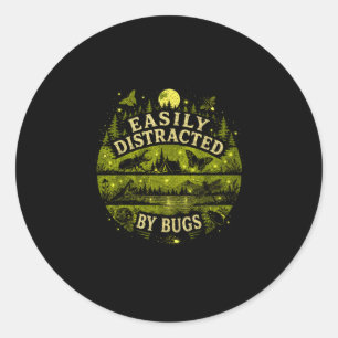 Easily distracted by bugs vintage shirt camping classic round sticker
