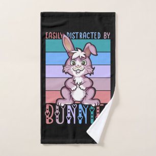 Easily Distracted by Bunnies Cute Bunny Lover Hand Towel