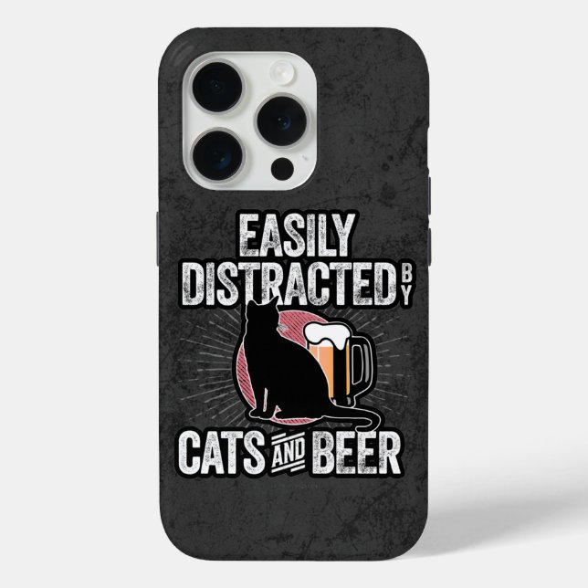 Easily Distracted by Cats and Beer Case-Mate iPhon iPhone Case (Back)
