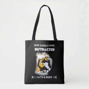 Easily Distracted By Cats And Beer Tote Bag